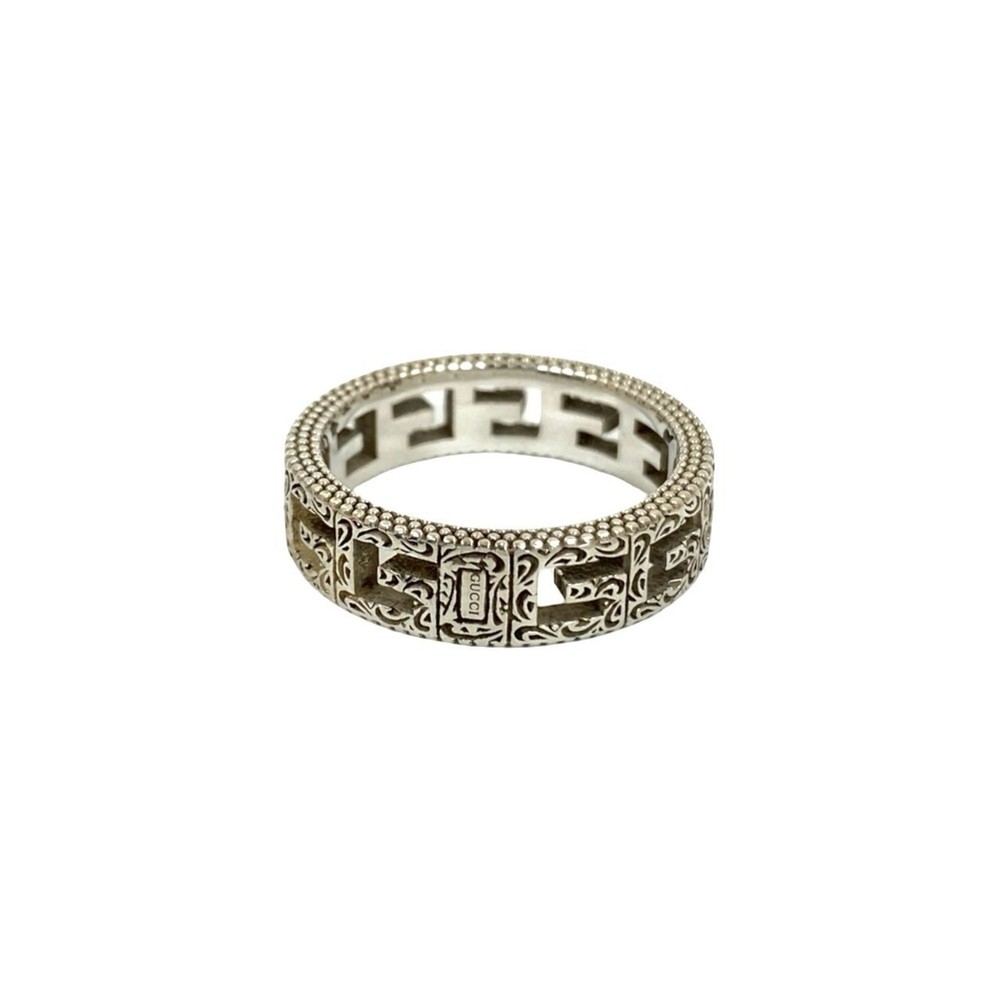 GUCCI Square G Arabesque Sterling Silver Ring, Men's Accessory, 32062 - Picture 5 of 6